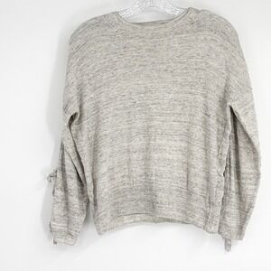 BROCHU WALKER Light Gray Marled Linen Knit Tie Sleeve Sweater XS